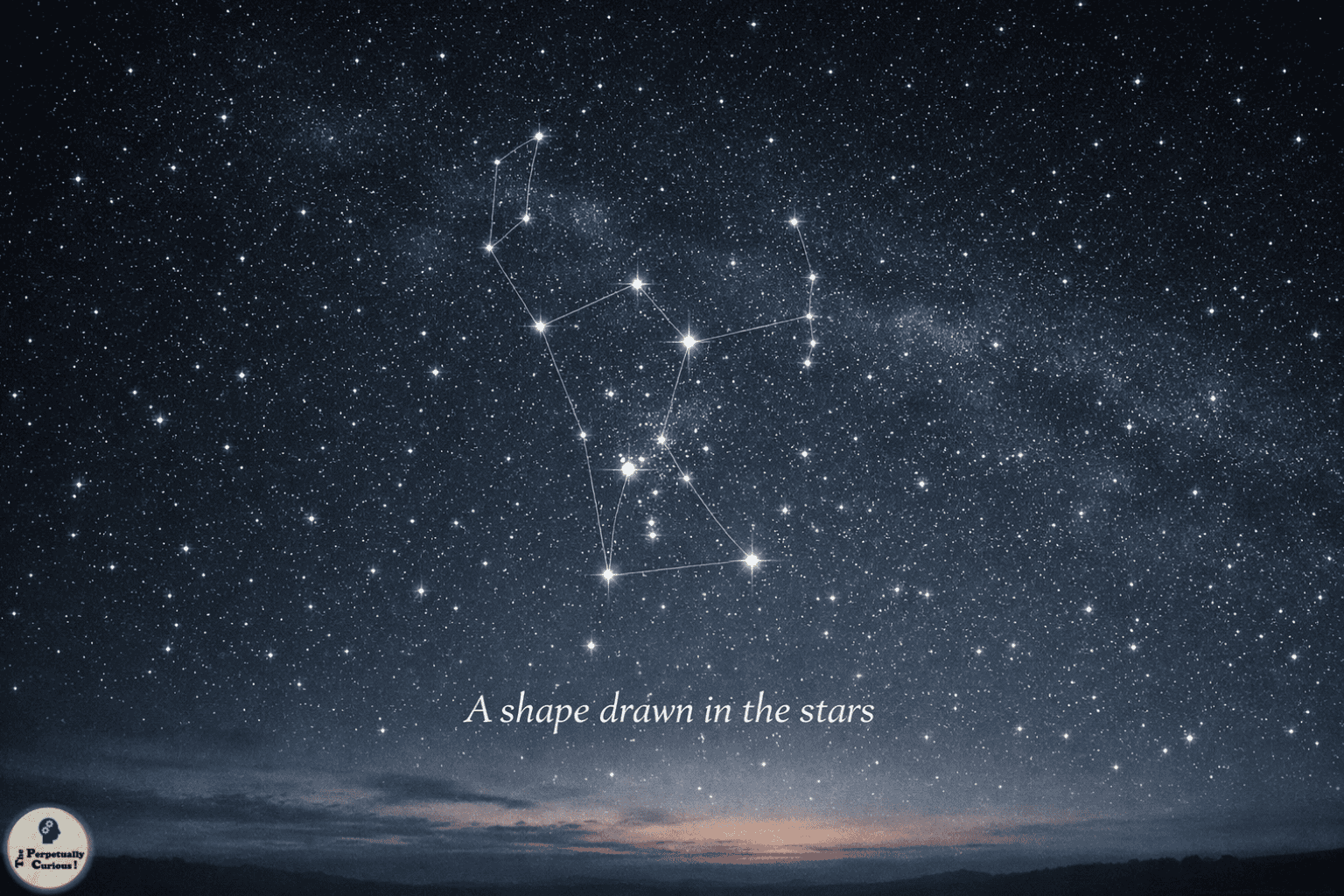 An illustration of a constellation outlined against a quiet night sky, showing how a remembered star pattern can serve as a visual guide for orientation.