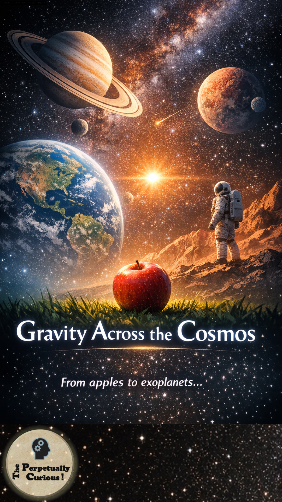Visual gateway for an article on planetary gravity