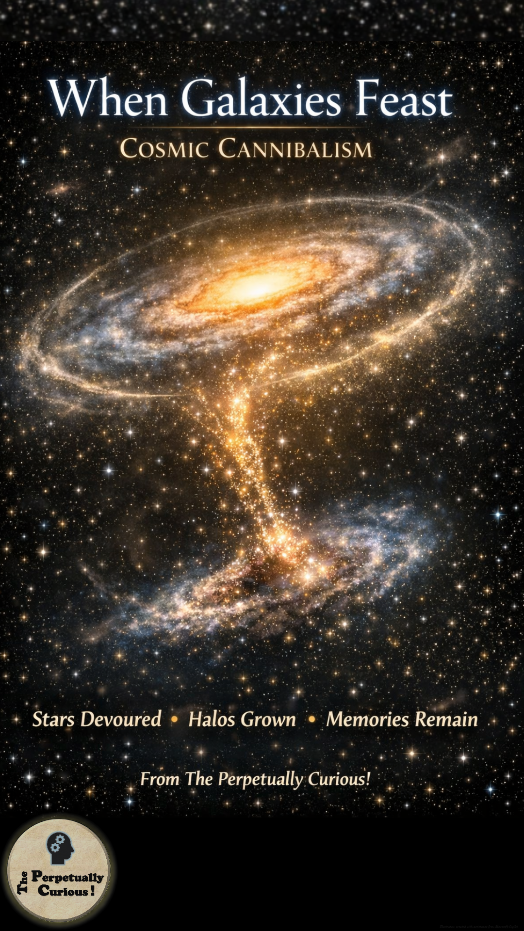 Visual gateway for an article on galactic cannibalism