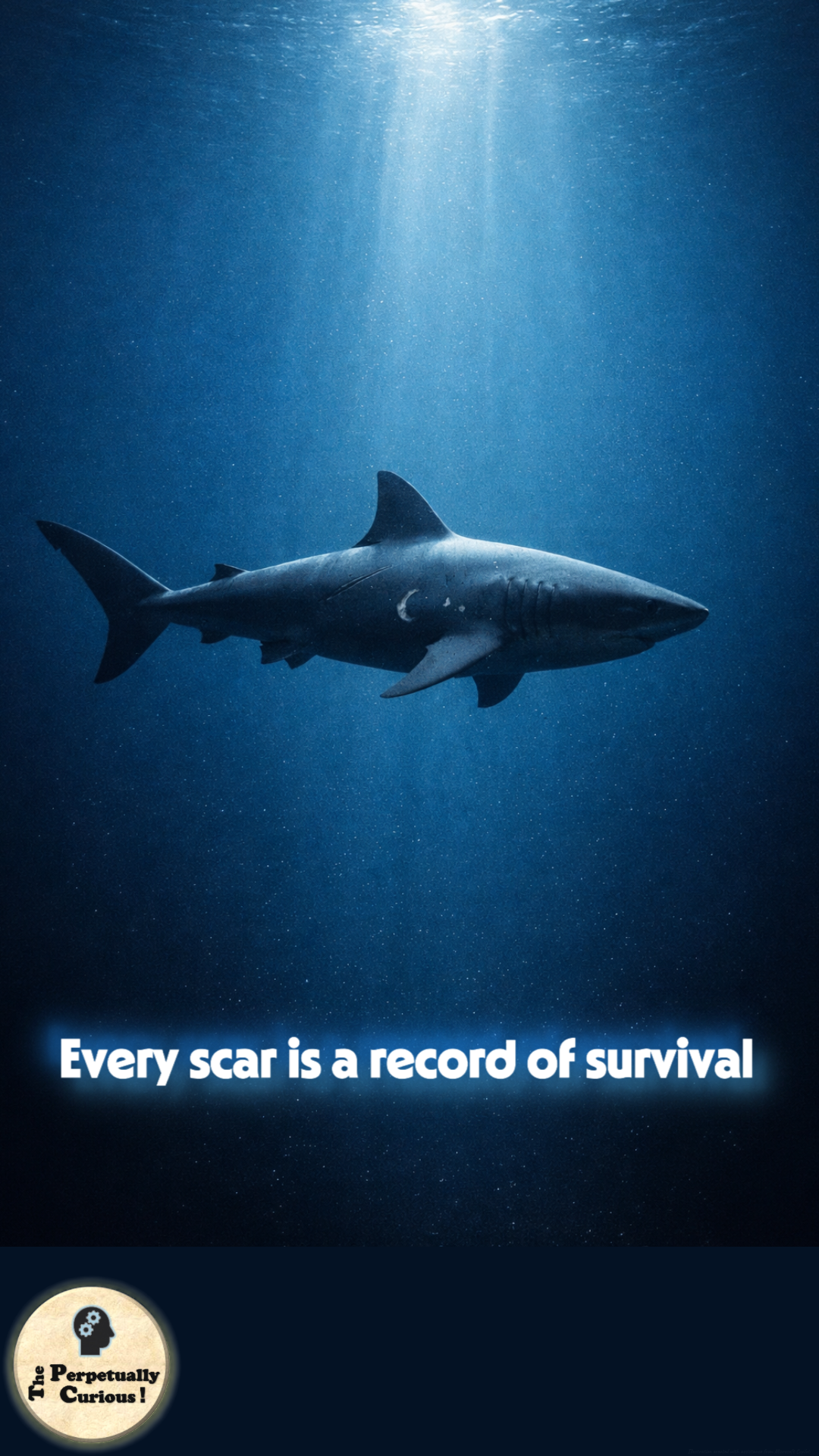 Shark scars showing evidence of life in the ocean