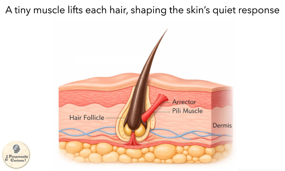 Naturalistic scene of frost-touched winter fur with lifted hair fibers, showing how dense coats can trap air close to the body in cold conditions.